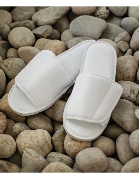 Towel City Open-toe slippers with hook and loop strap