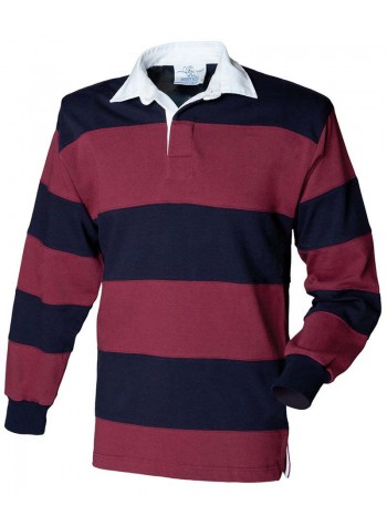 Front Row Sewn stripe long sleeve rugby shirt 2