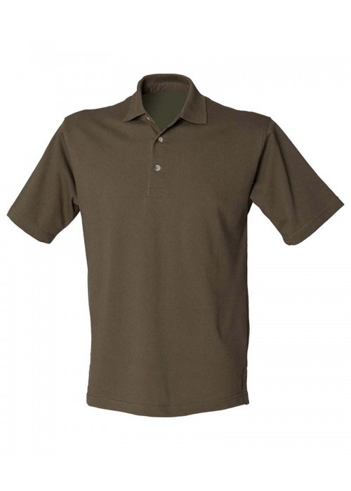 Henbury Classic cotton piqué polo with stand-up...