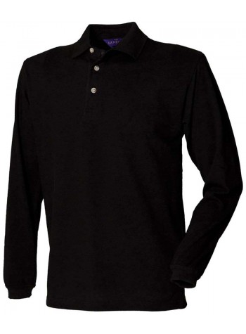 Henbury Long sleeve cotton polo shirt 2