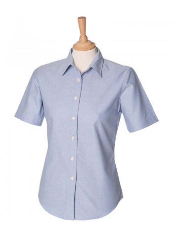 Henbury Women's short sleeve classic Oxford shirt 2
