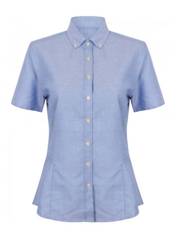 Henbury Women's modern short sleeve Oxford shirt 2