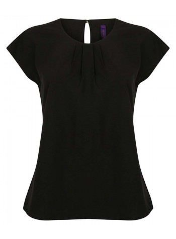 Henbury Women's pleat front short sleeve blouse 2