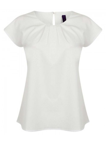 Henbury Women's pleat front short sleeve blouse
