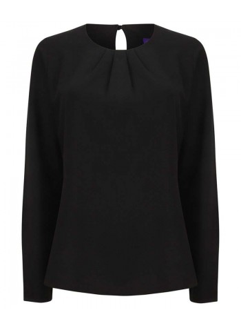 Henbury Women's pleat front long sleeve blouse 2