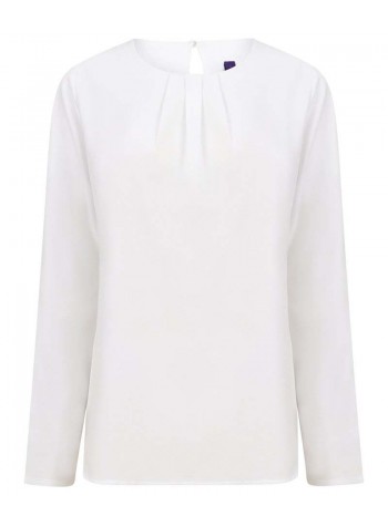 Henbury Women's pleat front long sleeve blouse