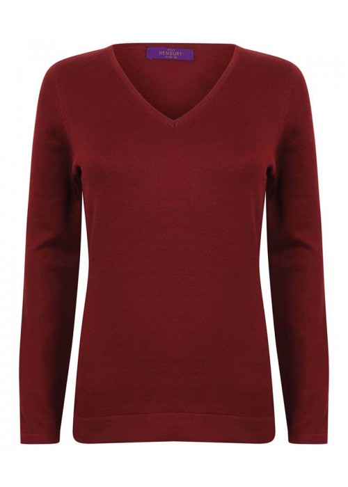 Henbury Women's 12 gauge v-neck jumper
