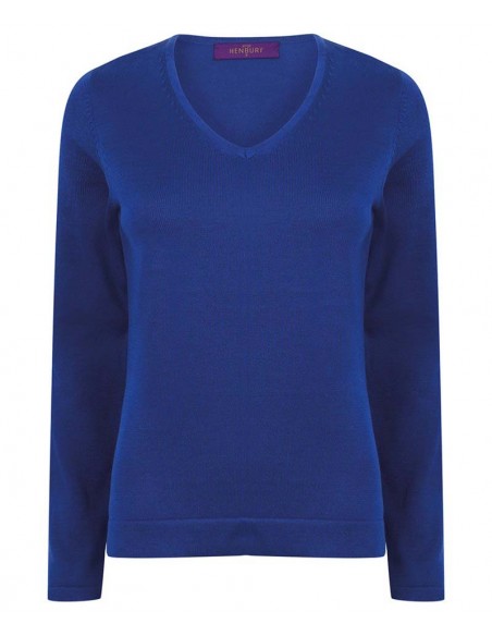 Henbury Women's 12 gauge v-neck jumper