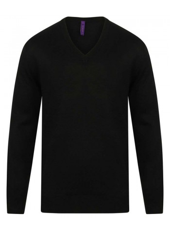 Henbury Cashmere touch acrylic v-neck jumper 2