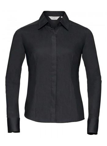 Russell Collection Women's long sleeve polycotton easycare fitted poplin shirt 2