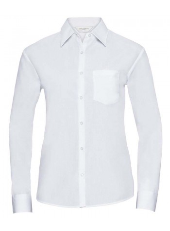 Russell Collection Women's long sleeve polycotton easycare poplin shirt