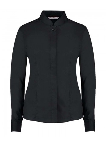Kustom Kit Women's mandarin collar shirt long-sleeved (tailored fit)