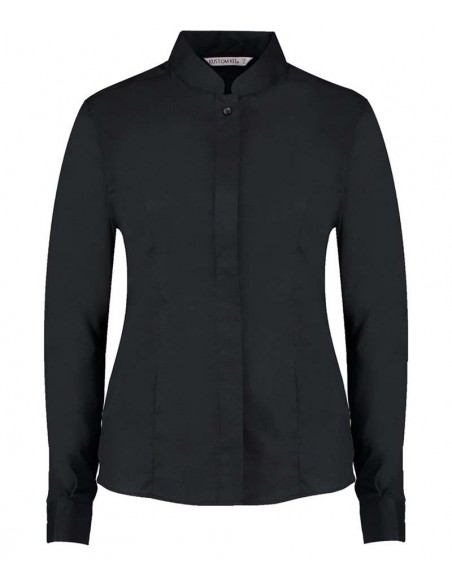Kustom Kit Women's mandarin collar shirt long-sleeved (tailored fit)