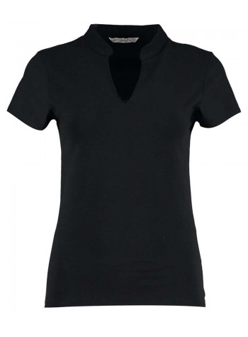 Kustom Kit Women's corporate short-sleeved top v-neck mandarin collar (regular fit)