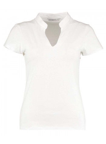 Kustom Kit Women's corporate short-sleeved top v-neck mandarin collar (regular fit)
