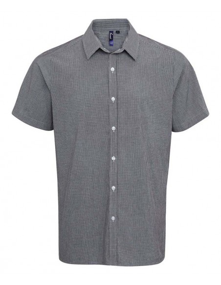 Premier Microcheck (Gingham) short sleeve cotton shirt