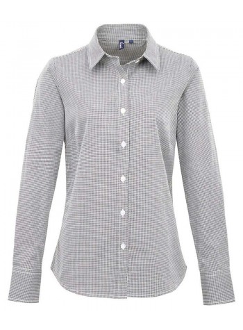 Premier Women's Microcheck (Gingham) long sleeve cotton shirt 2