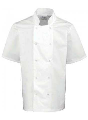 Premier Studded front short sleeve chef's jacket