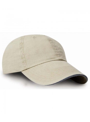 Result Headwear Washed fine line cotton cap with sandwich peak 2