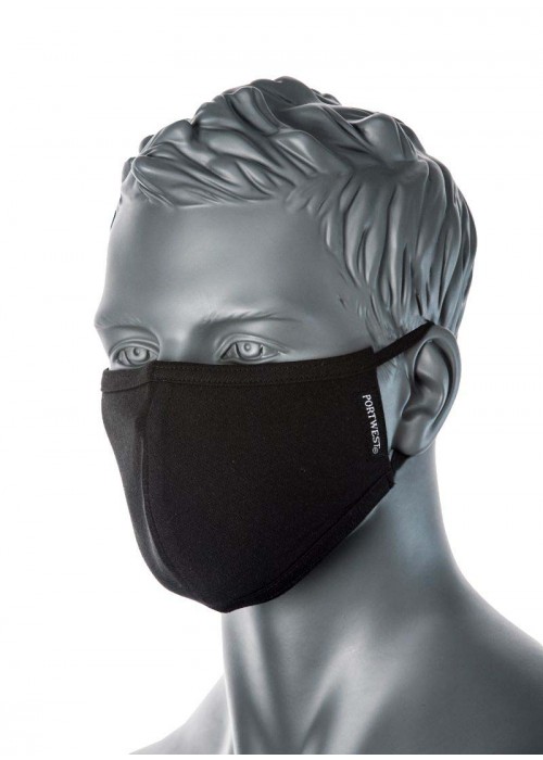Portwest 2-Ply Anti-Microbial Fabric Face Mask...