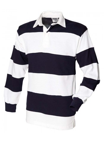 Front Row Sewn stripe long sleeve rugby shirt
