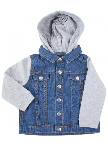 Larkwood Denim jacket with fleece hood and sleeves