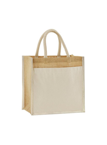 Westford Mill Cotton Pocket Natural Starched Jute Midi Tote 2