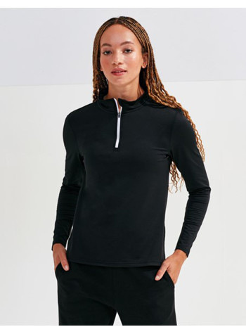 TriDri® Women’s Recycled Long Sleeve Brushed Back ¼ Zip Top
