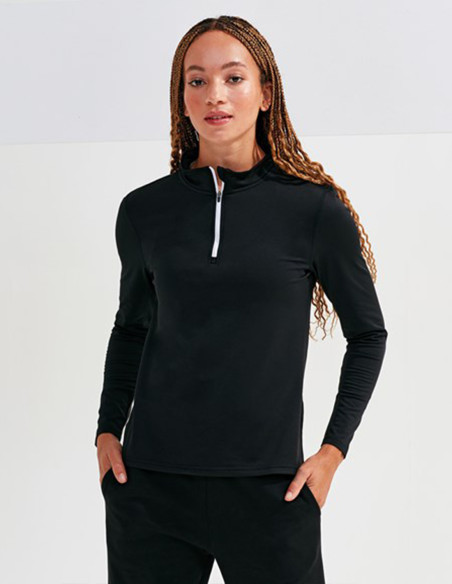 TriDri® Women’s Recycled Long Sleeve Brushed Back ¼ Zip Top
