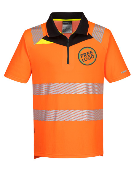 Bundle: 6 x Portwest DX4 Hi-Vis Zip Polo Shirts with Free Logo