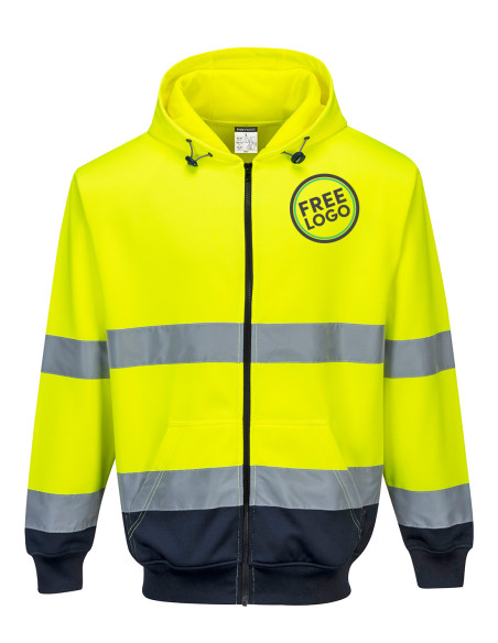 Bundle: 6 x Portwest Hi-Vis Contrast Zipped Hoodies with Free Logo