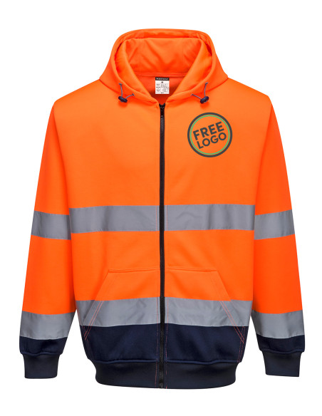 Bundle: 6 x Portwest Hi-Vis Contrast Zipped Hoodies with Free Logo