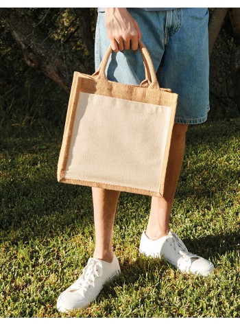 Westford Mill Cotton Pocket Jute Midi Tote