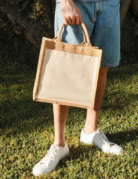 Westford Mill Cotton Pocket Jute Midi Tote