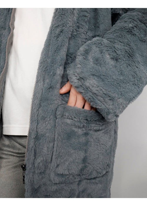 Ribbon Luxury Eskimo Faux Fur Zipped Gown