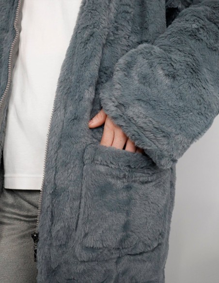 Ribbon Luxury Eskimo Faux Fur Zipped Gown