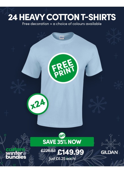 Bundle: 24 Heavy Cotton T-Shirts with Free...