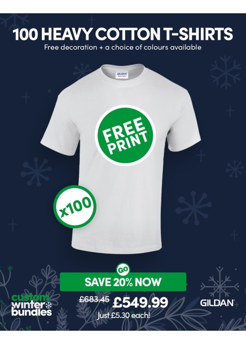 Bundle: 100 Heavy Cotton T-Shirts with Free...