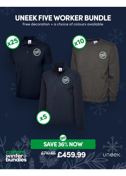 Bundle: Uneek 5 Worker Pack with Free Logo