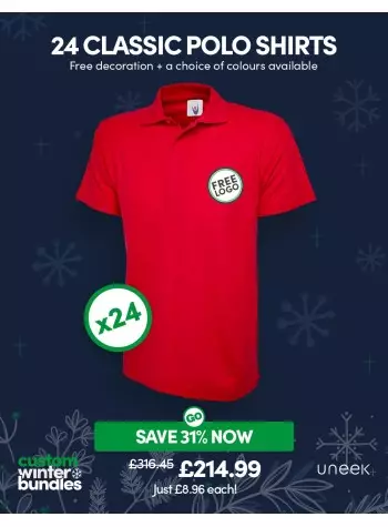 Bundle: 24 Classic Polo Shirts with Free Logo