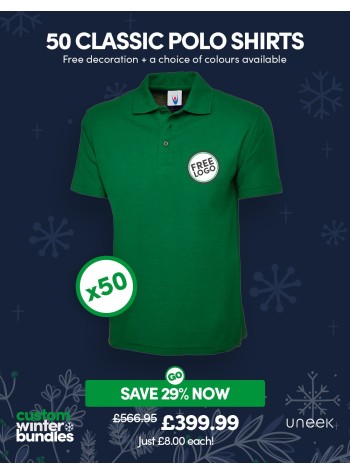 Bundle: 50 Classic Polo Shirts with Free Logo