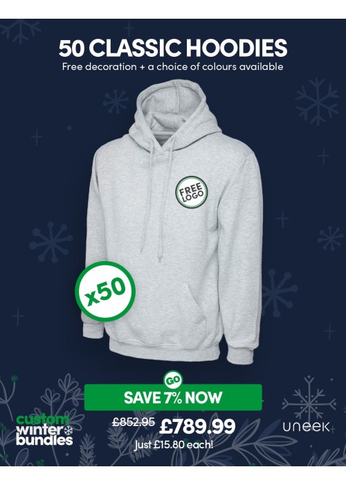 Bundle: 50 Classic Hoodies with Free Logo
