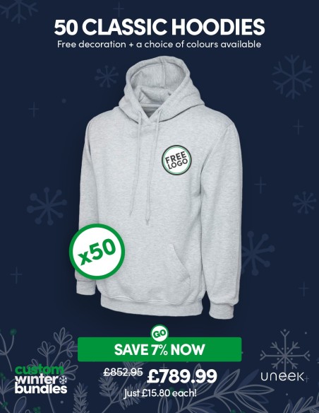 Bundle: 50 Classic Hoodies with Free Logo