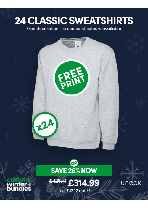 Bundle: 24 Classic Sweatshirts with Free Logo