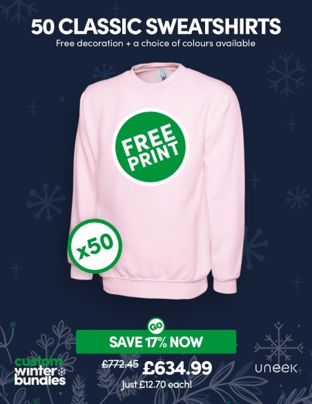 Bundle: 50 Classic Sweatshirts with Free Logo