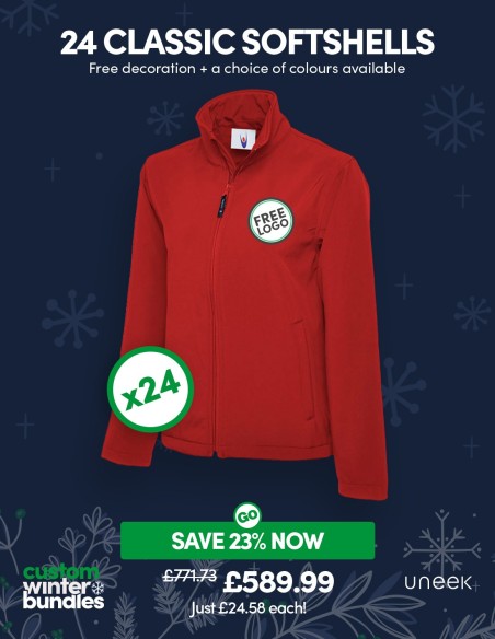 Bundle: 24 Classic Softshell Jackets with Free Logo