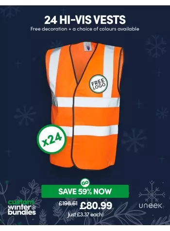 This GoCustom Pack is a bundle containing 24 of our best selling Hi-Vis Waistcoats with FREE LOGO PRINTING included.