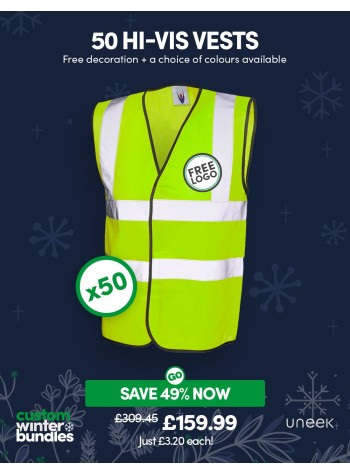 50 of our best selling Hi-Vis Waistcoats with FREE LOGO PRINTING and FREE DELIVERY