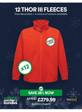 12 of our best selling Regatta Fleeces with FREE EMBROIDERED LOGO and FREE DELIVERY included.