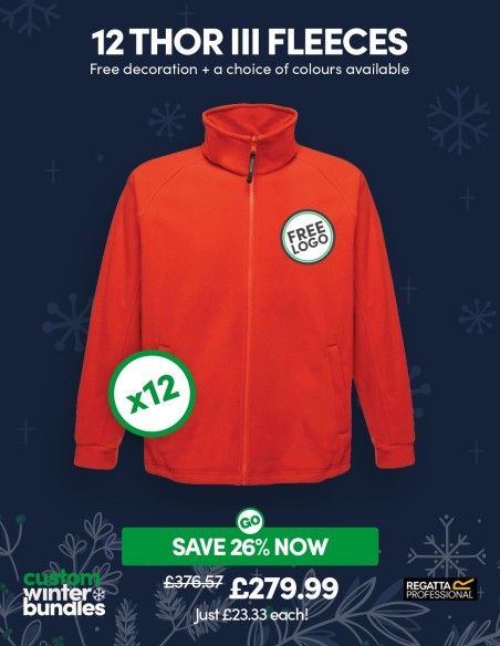 Bundle: 12 Regatta Thor III Fleeces with Free Logo